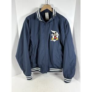 Disneyland Resort Mickey Mouse Goofy Donald Pluto Varsity Jacket Mens M Blue